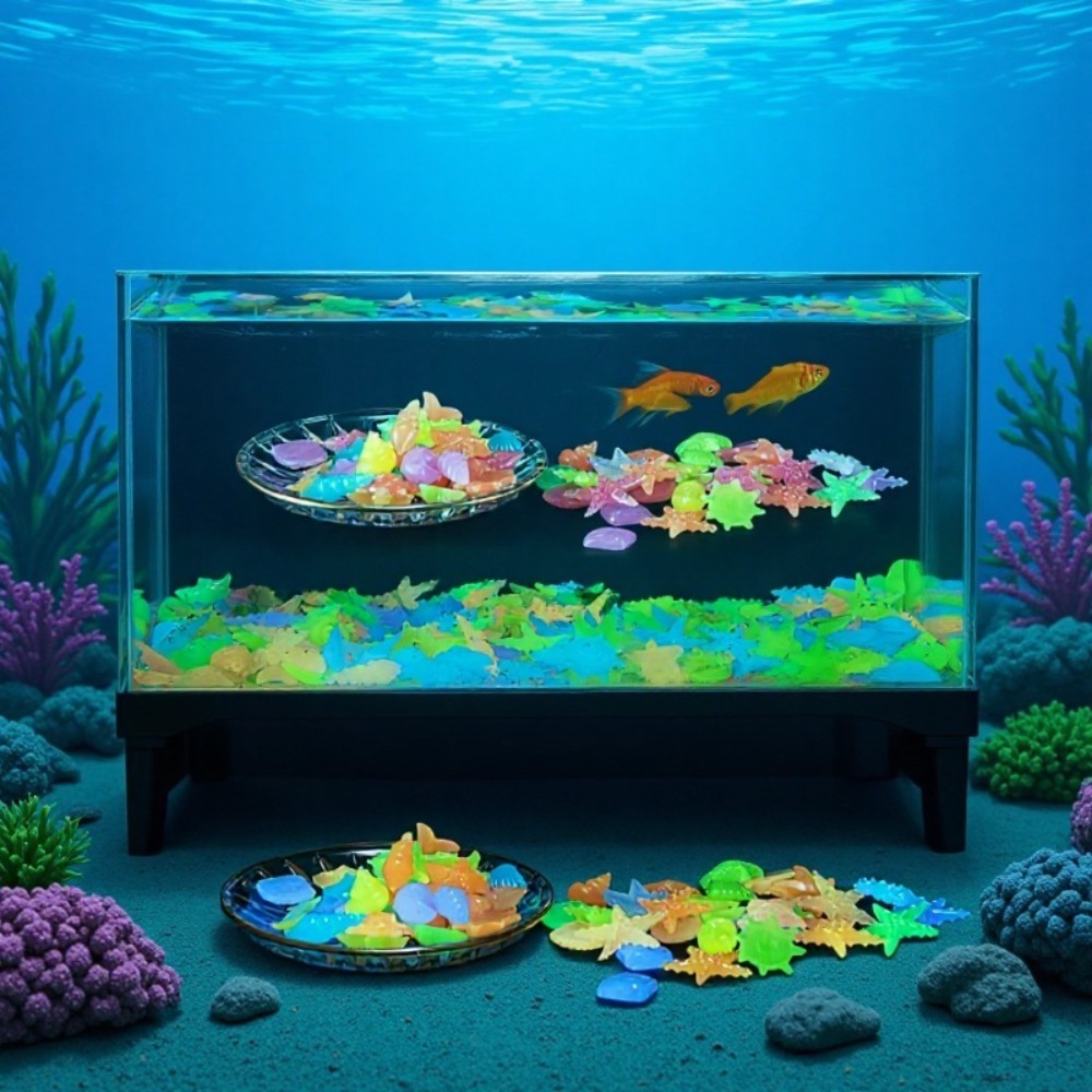 Aquarium Fish Items - Batu Laut Bercahaya, Cangkang Kerang Fluoresen,