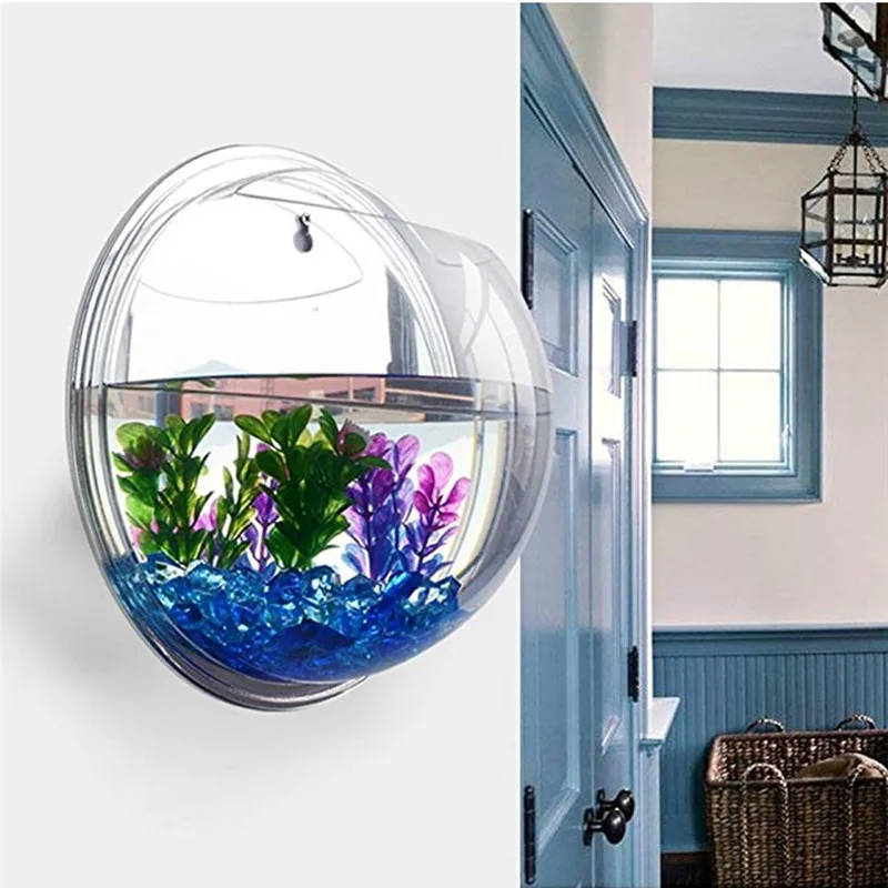 Aquarium Goldfish - Akrilik Transparan Gantung Dinding Akuarium Tanaman